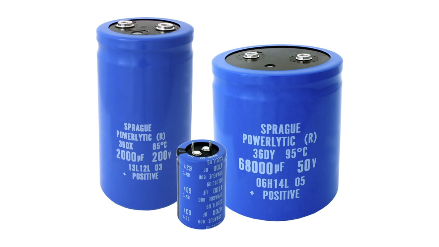Vishay 100μF Electrolytic Capacitor 25V dc, Screw Mount - 36DY104F025BF2A