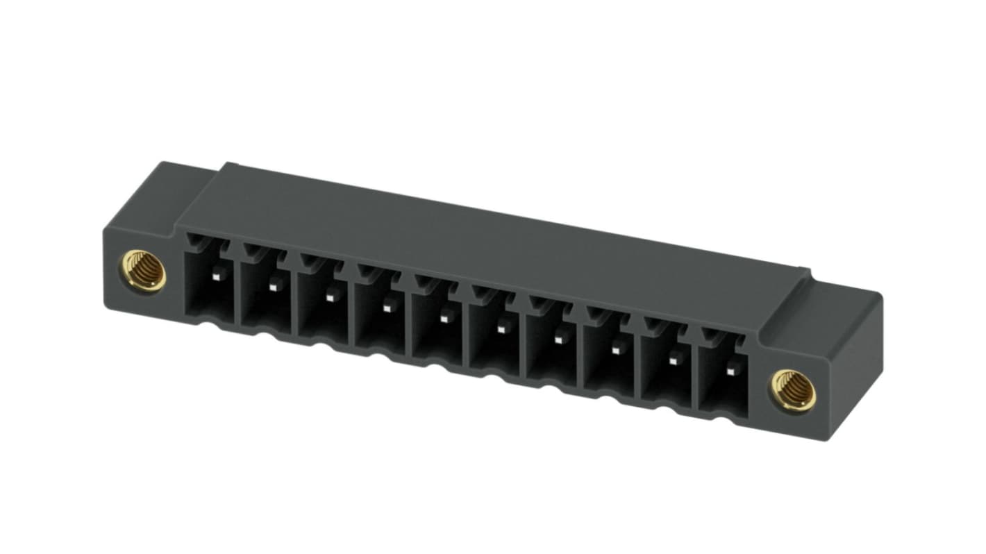 Phoenix Contact, 3.81mm Pitch, MC 1.5/10-GF-3.81 P14 THR, 10 Way, Pluggable Terminal Block, Solder Termination, 1781887