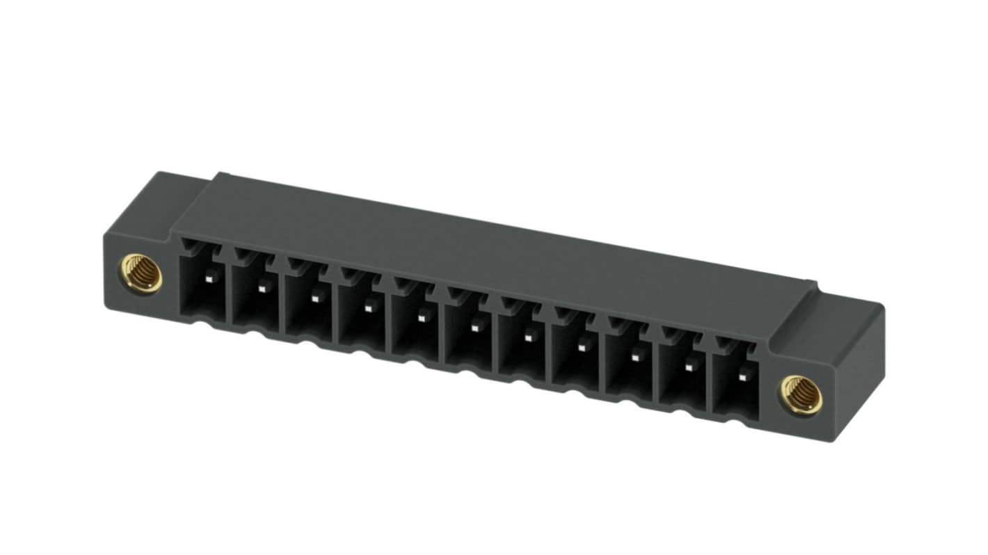Phoenix Contact, 3.81mm Pitch, MC 1.5/11-GF-3.81 P14 THR, 11 Way, Pluggable Terminal Block, Solder Termination, 1781890
