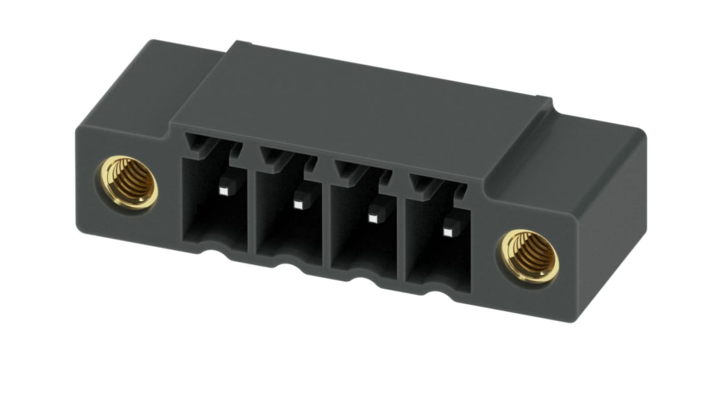 Phoenix Contact, 3.81mm Pitch, MC 1.5/ 4-GF-3.81 P14 THRR56, 4 Way, Pluggable Terminal Block, Header, Solder