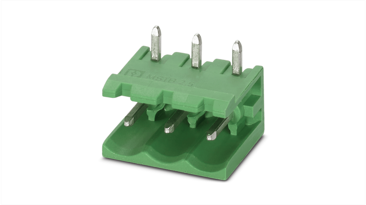 Phoenix Contact, 5.0mm Pitch, MSTB 2.5/ 2-GU, 2 Way, Pluggable Terminal Block, Header, Solder Termination, 1783384