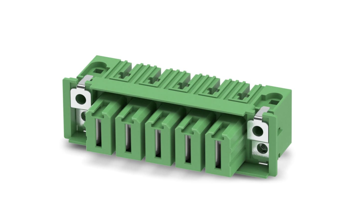 Phoenix Contact, 15.0mm Pitch, DFK-IPC 35 HC/ 5-GF-15.00, 5 Way, Pluggable Terminal Block, Feed Through Header, Solder