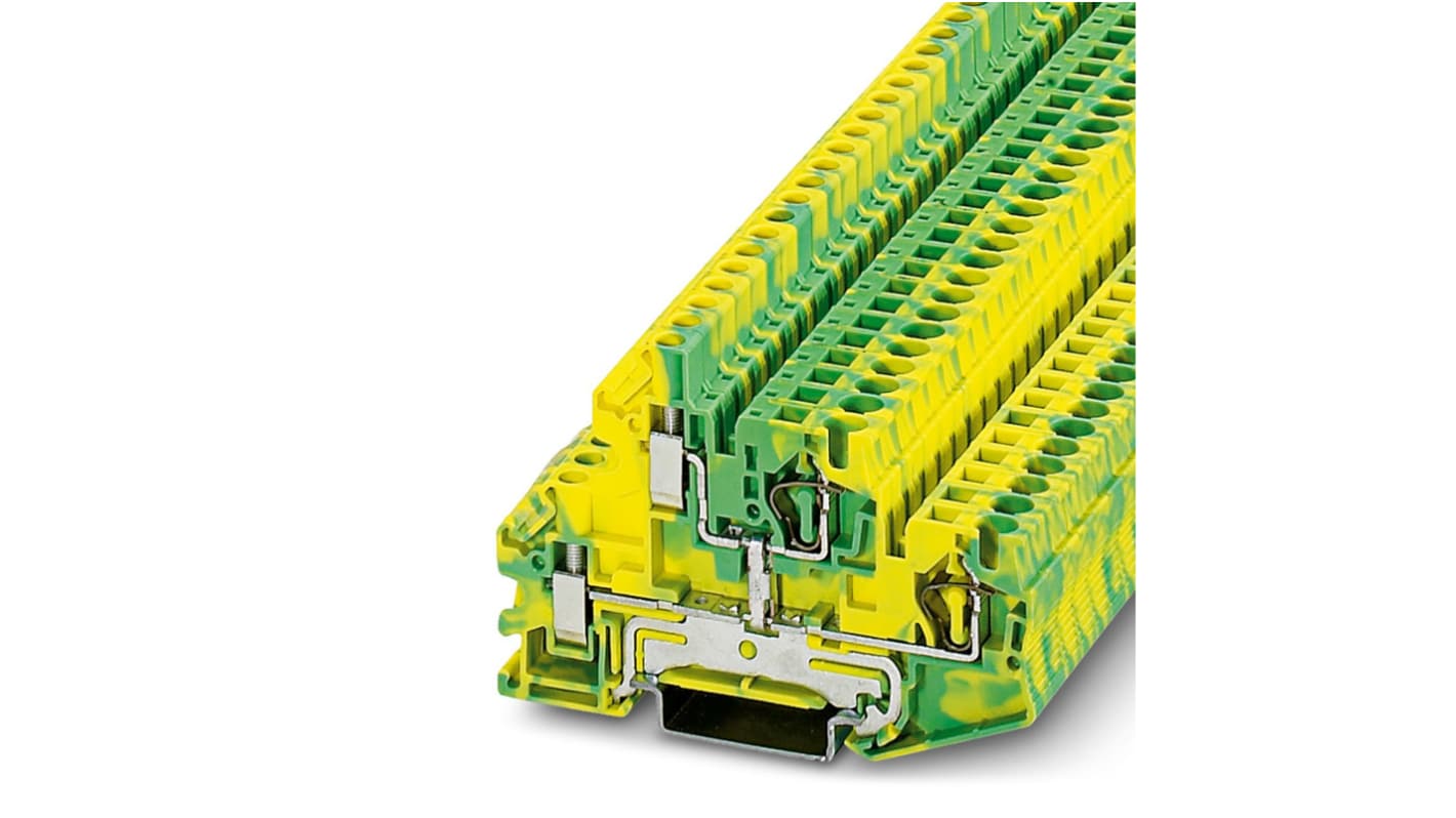 Phoenix Contact 3033171 STTBU 4-PE Series Green, Yellow, Double-Level, Screw Termination
