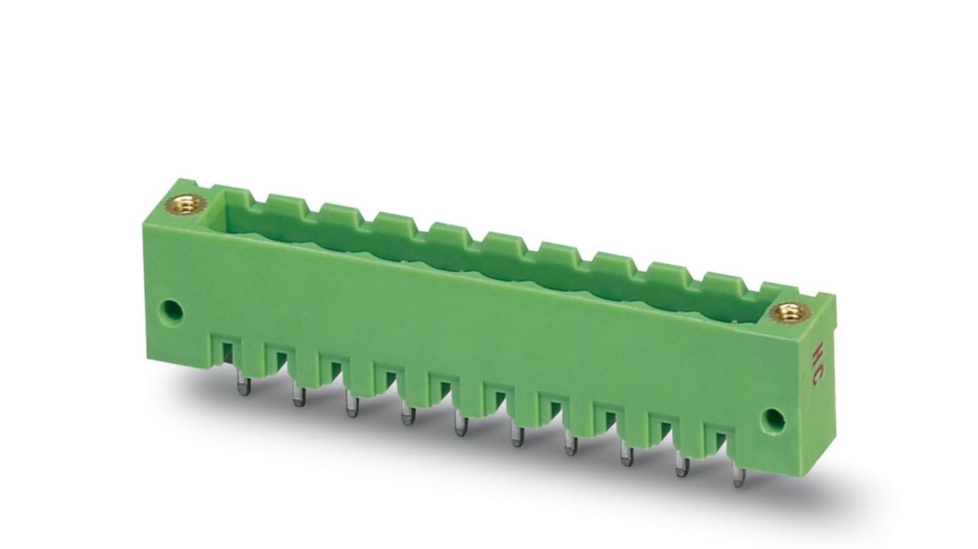 Phoenix Contact, 5.0mm Pitch, MSTBV 2.5 HC/ 9-GF, 9 Way, Pluggable Terminal Block, Header, Solder Termination, 1924486
