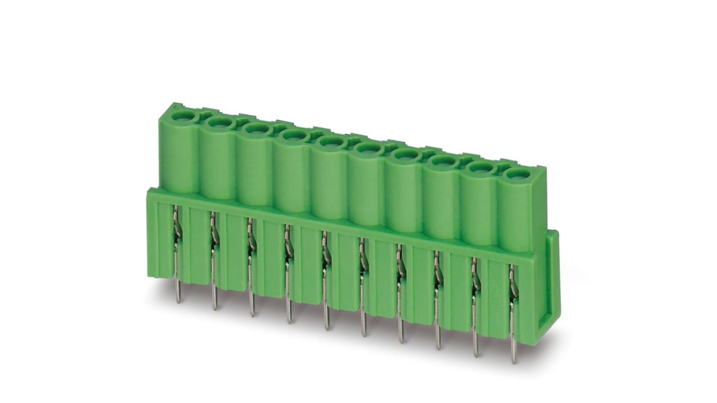 Phoenix Contact, 5.08mm Pitch, ICV 2.5 HC/ 3-G-5.08, 3 Way, , Pluggable Terminal Block, Inverted Header, Through Hole,