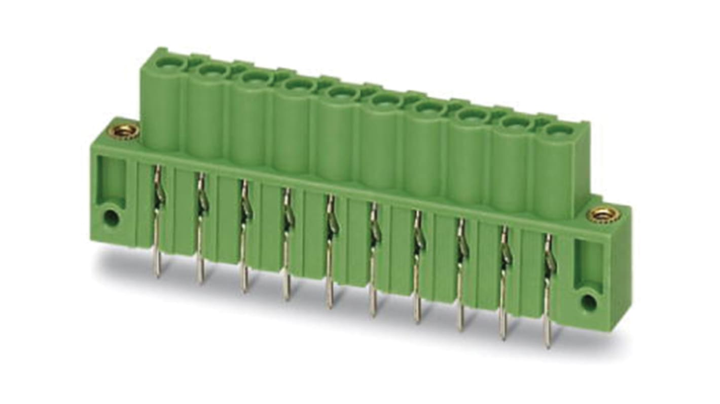 Phoenix Contact, 5.08mm Pitch, ICV 2.5 HC/10-GF-5.08, 10 Way, , Pluggable Terminal Block, Inverted Header, Through