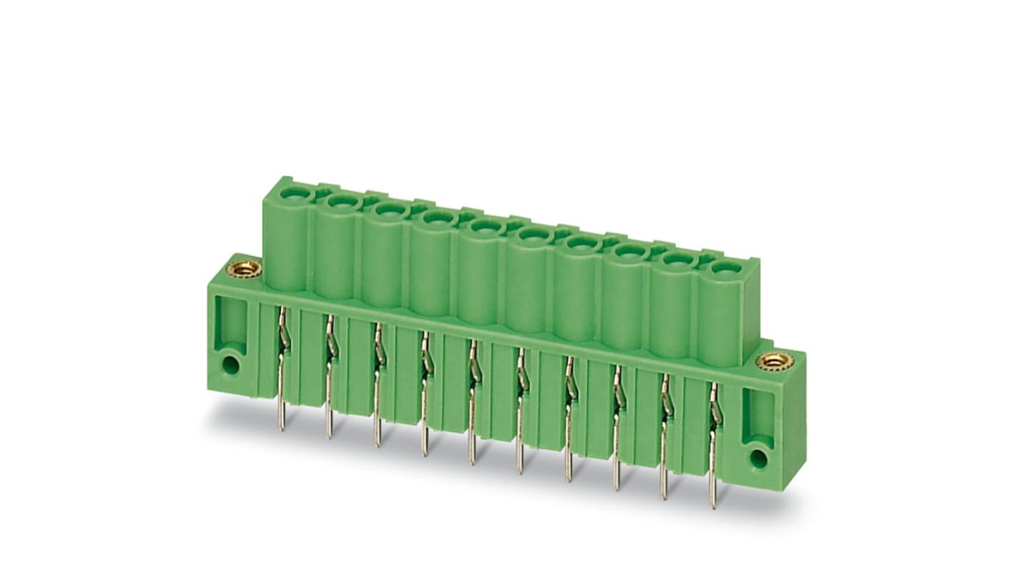 Phoenix Contact, 5.08mm Pitch, ICV 2.5 HC/12-GF-5.08, 12 Way, , Pluggable Terminal Block, Inverted Header, Through