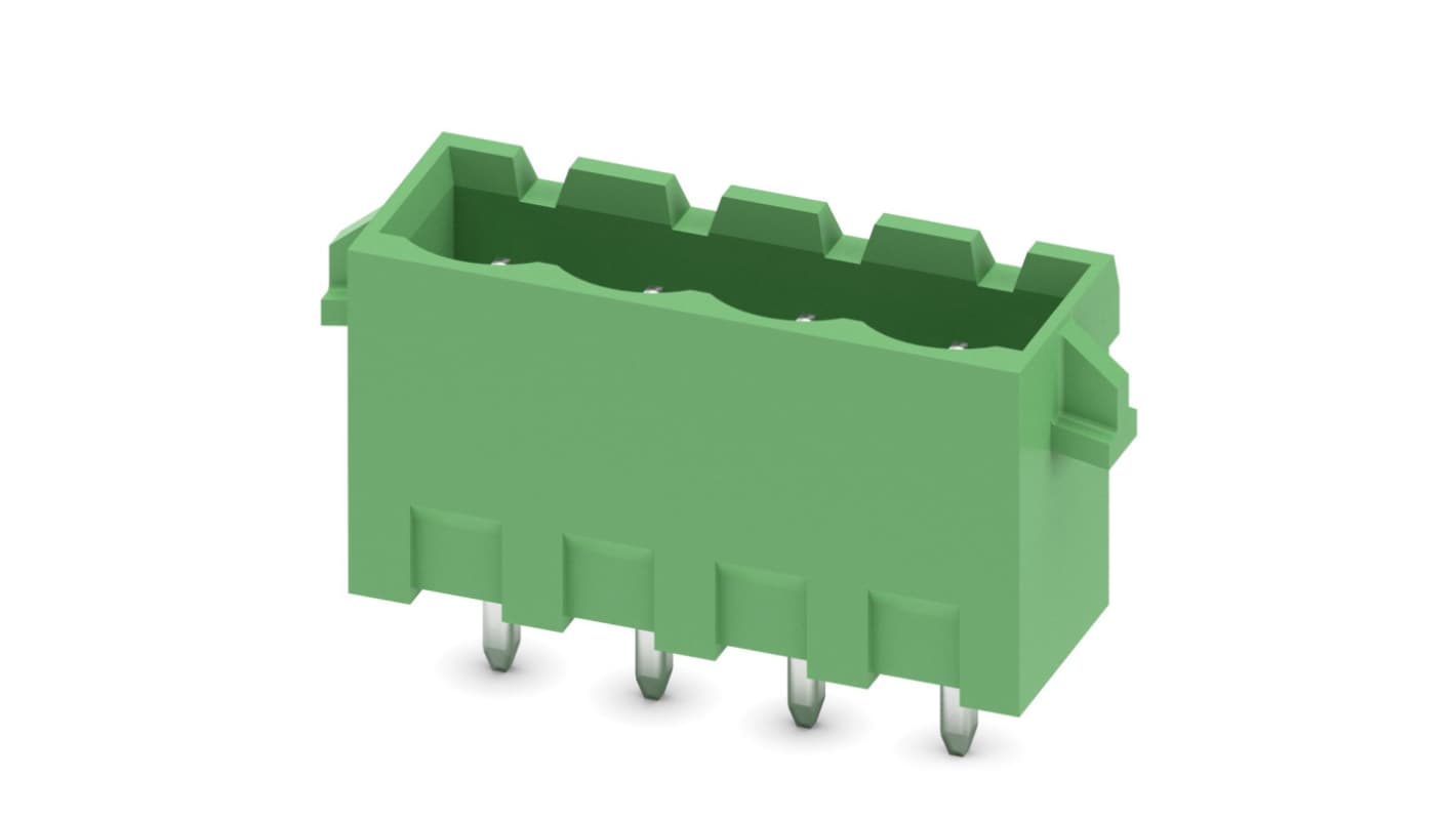 Phoenix Contact, 5.0mm Pitch, MSTBVA 2.5/ 4-G-RN, 4 Way, Pluggable Terminal Block, Header, Solder Termination, 1944615