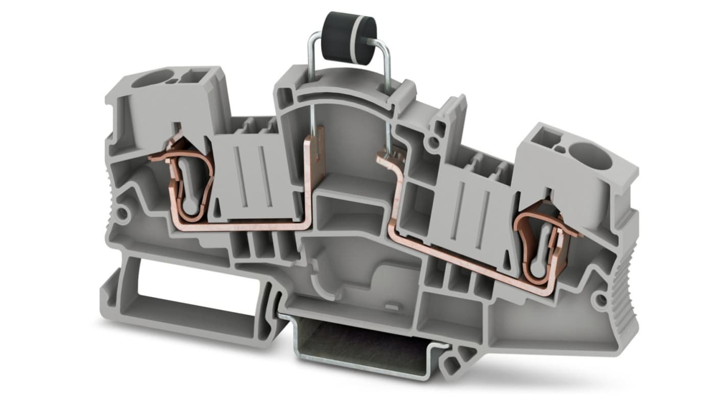 Phoenix Contact 3035691 STME 6-DIO/L-R HV Series Grey, Single-Level, Spring Clamp Termination