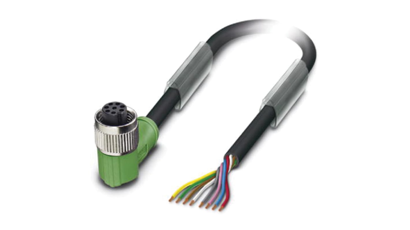 Phoenix Contact Female 8 way M12 to Sensor Actuator Cable, 3m