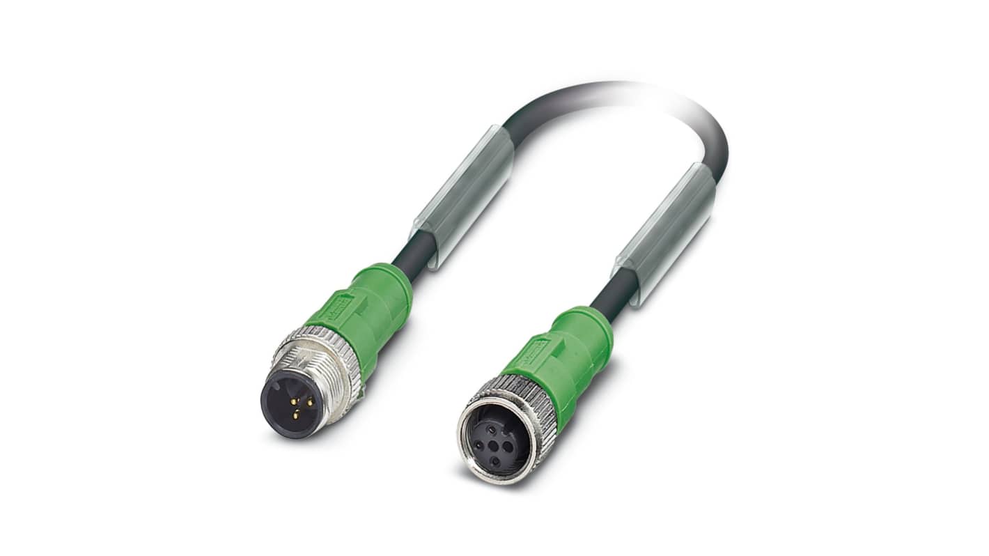 Phoenix Contact Straight Male 3 way M12 to Straight Female 3 way M12 Sensor Actuator Cable, 5m