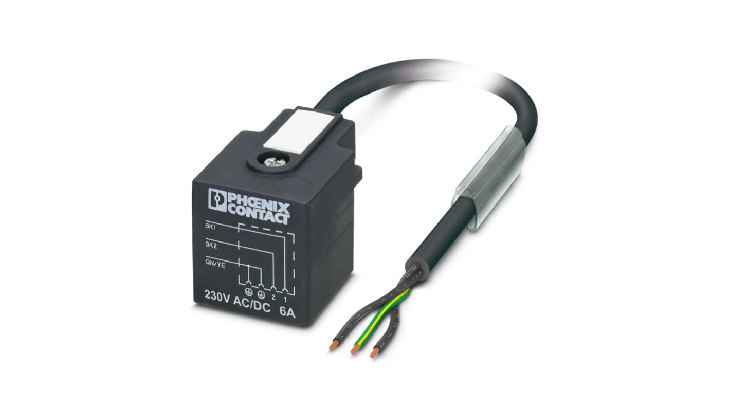 Phoenix Contact Straight Male 3 way DIN 43650 Form A to Unterminated Sensor Actuator Cable, 5m