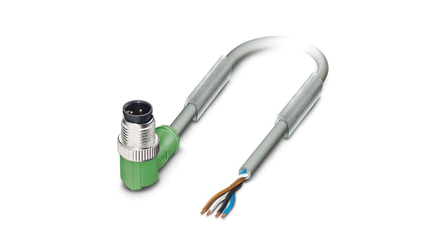 Cable de conexión Phoenix Contact, con. A M12 Macho, 4 polos, cod.: A, long. 5m, 250 V, 4 A, IP65, IP67, IP68