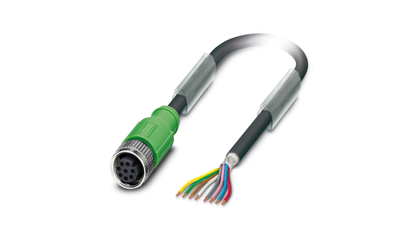 Phoenix Contact Female 8 way M12 to Sensor Actuator Cable, 3m