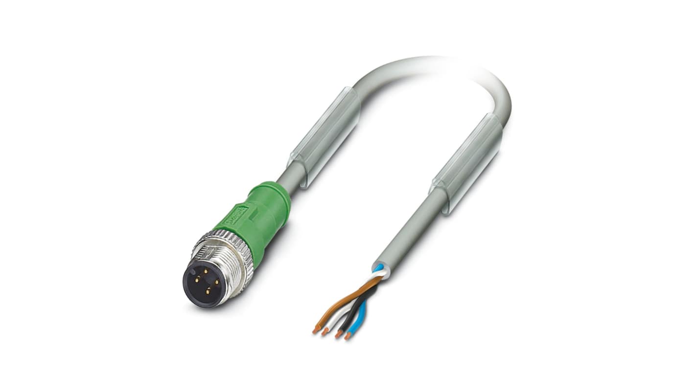 Cable de conexión Phoenix Contact, con. A M12 Macho, 4 polos, cod.: A, long. 5m, 250 V, 4 A, IP65, IP67, IP68