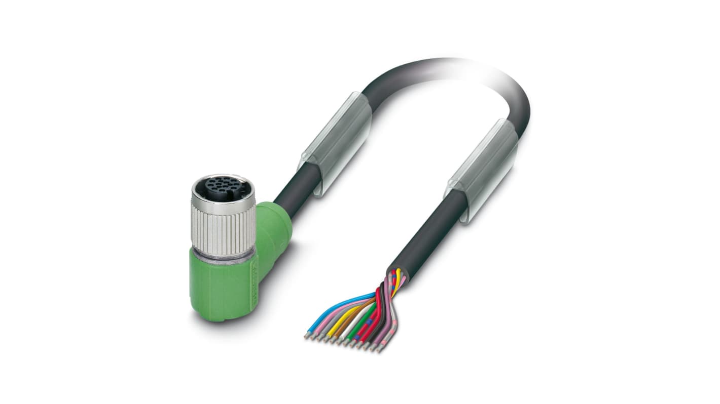 Phoenix Contact Right Angle Female 12 way M12 to Sensor Actuator Cable, 3m