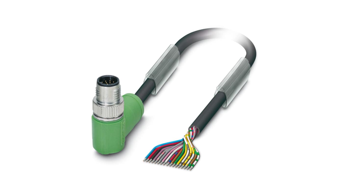 Phoenix Contact Right Angle Male 17 way M12 to Sensor Actuator Cable, 3m