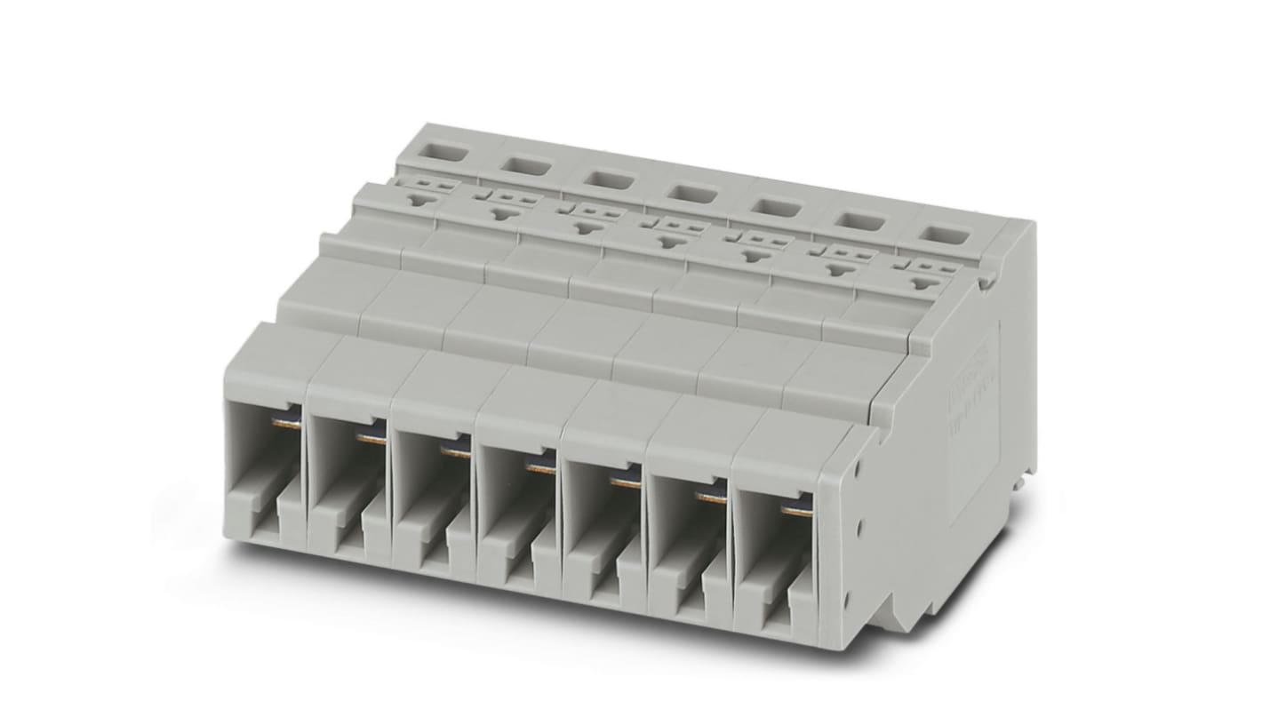 Phoenix Contact, 8.2 mm Pitch, PPC 6/7, Pluggable Terminal Block, Receptacle, Push In Termination, 3000699