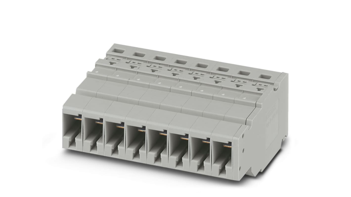 Phoenix Contact, 8.2 mm Pitch, PPC 6/8, Pluggable Terminal Block, Receptacle, Push In Termination, 3000700