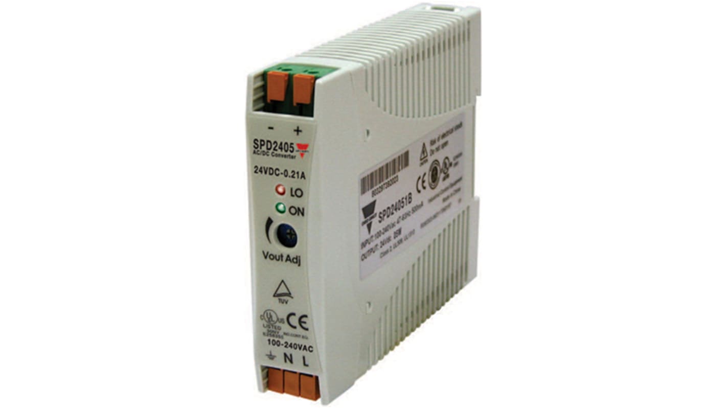 Carlo Gavazzi Switch Mode DIN Rail Power Supply, 90 → 265V ac ac, dc Input, 24V dc dc Output, 210mA Output, 5W