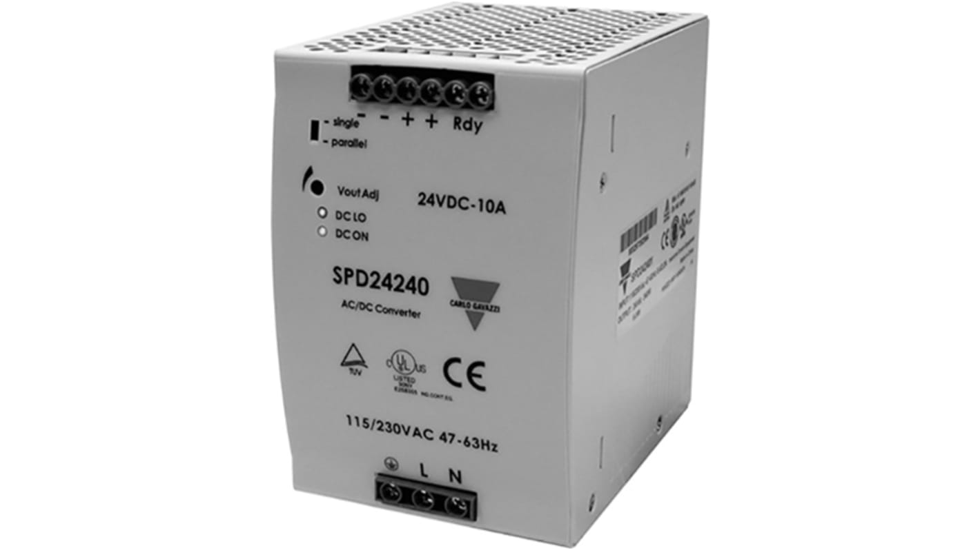 Carlo Gavazzi Switched Mode DIN Rail Power Supply, 180 → 264 V ac / 210 → 375V dc ac, dc Input, 48V dc dc