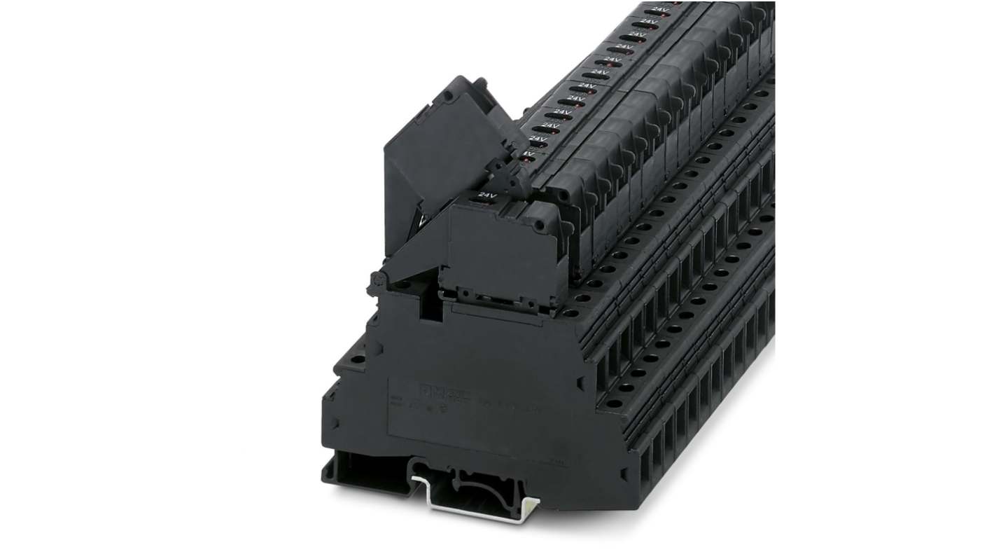 Bloc de jonction rail DIN à fusible Phoenix Contact UKK 5-HESILED 24 (5X20) 1MA, 0.2 → 4mm², A visser, Noir