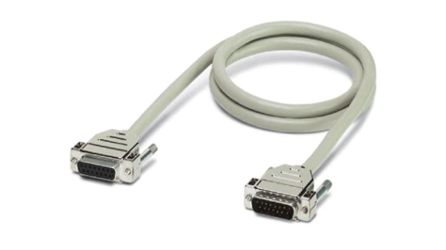 Phoenix Contact Male 15 Pin D-sub to Female 15 Pin D-sub Serial Cable, 6m