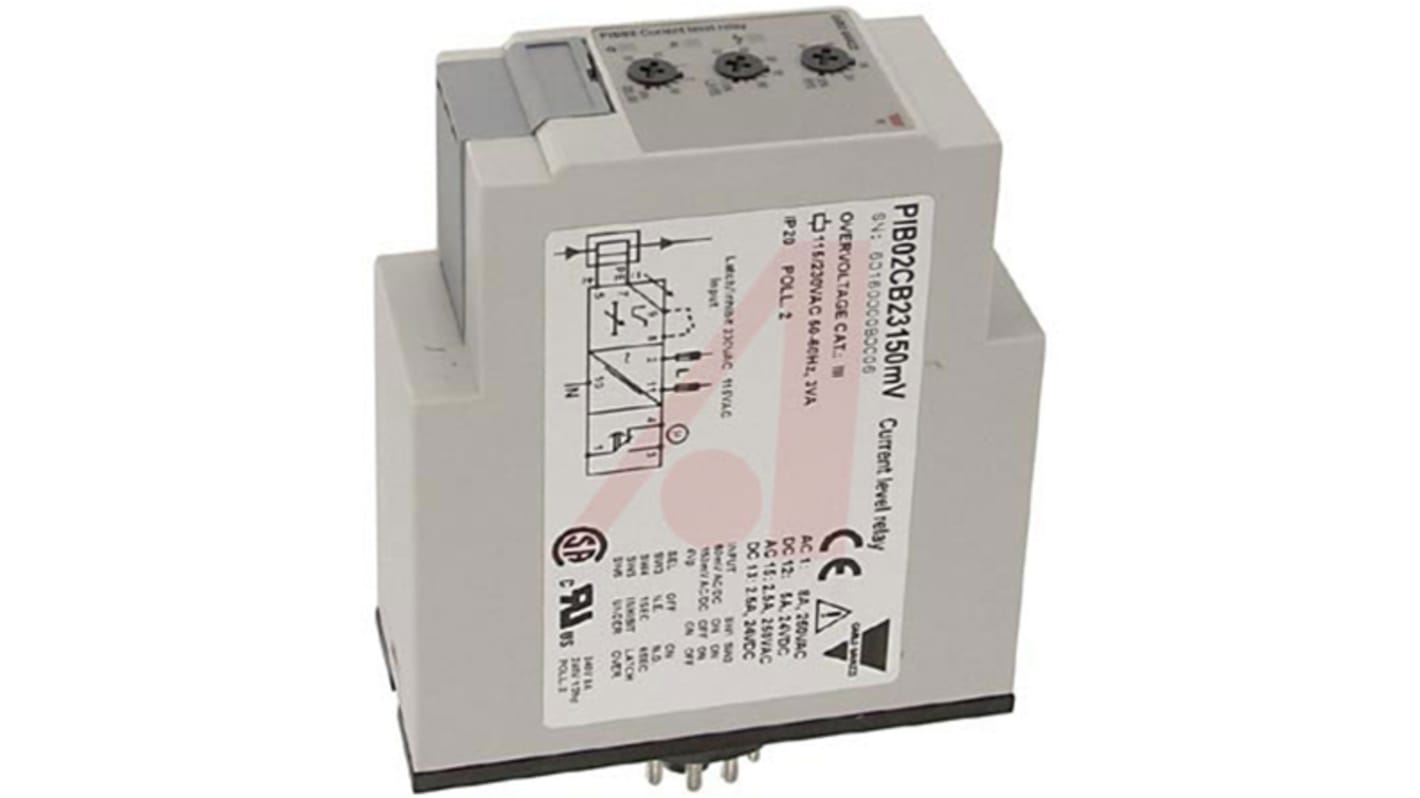 Relé de supervisión de Corriente Carlo Gavazzi serie PIB02, SPDT, 1 fase, enchufable