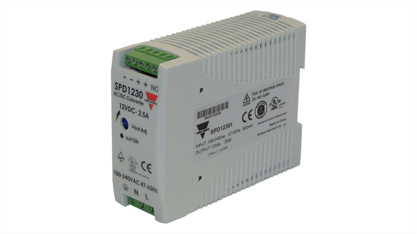 Carlo Gavazzi Switched Mode DIN Rail Power Supply, 85 → 264 V ac / 90 → 375V dc ac, dc Input, 12V dc dc