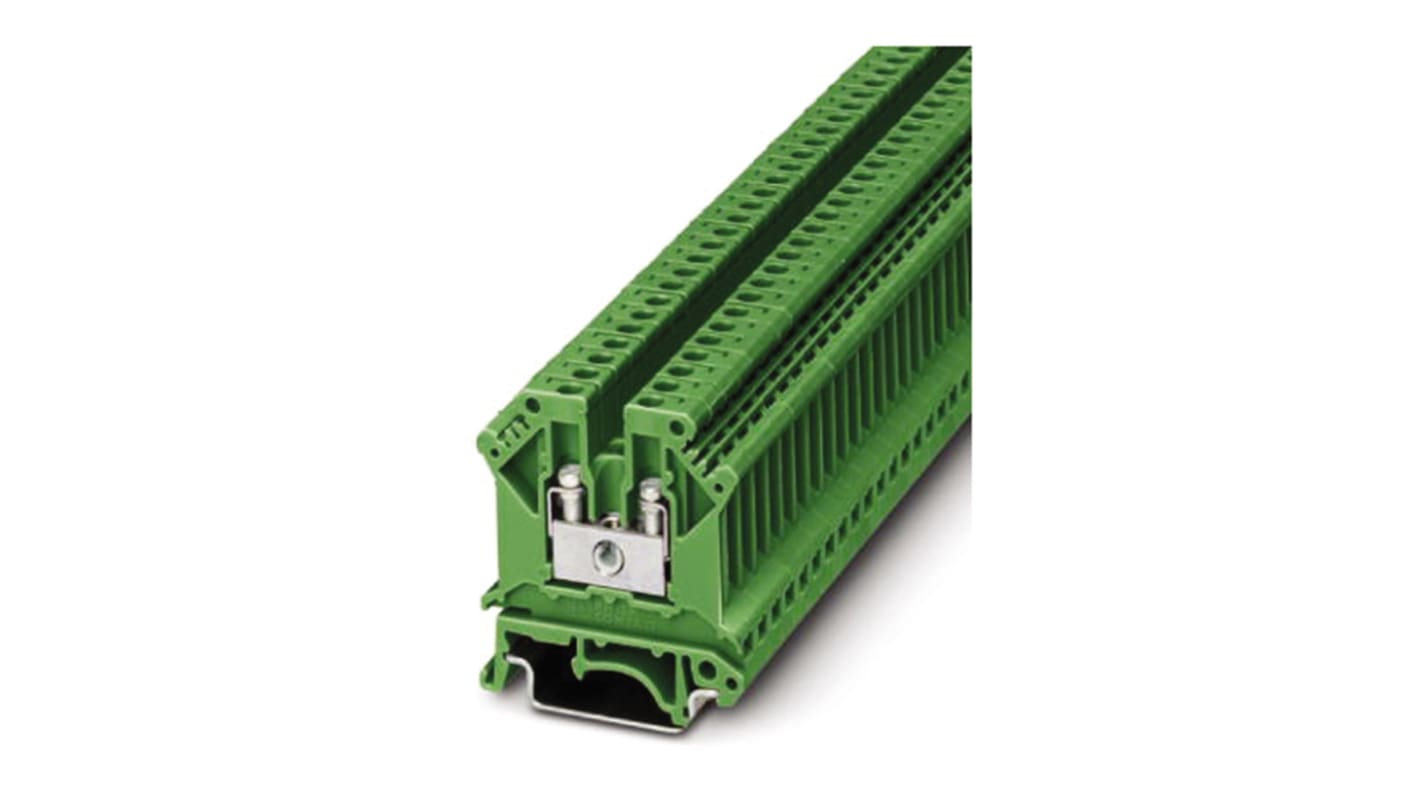 Phoenix Contact UK3 N GN Series Green Feed Through Terminal Block, 0.2 → 4mm², Single-Level, Screw Termination