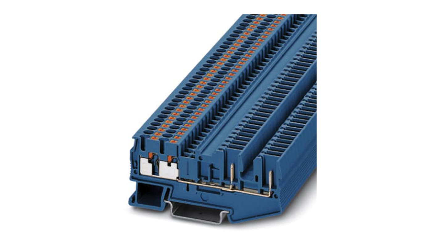 Phoenix Contact 3209675 PT 2.5-QUATTRO/2P BU Series Blue, Single-Level, Plug In Termination