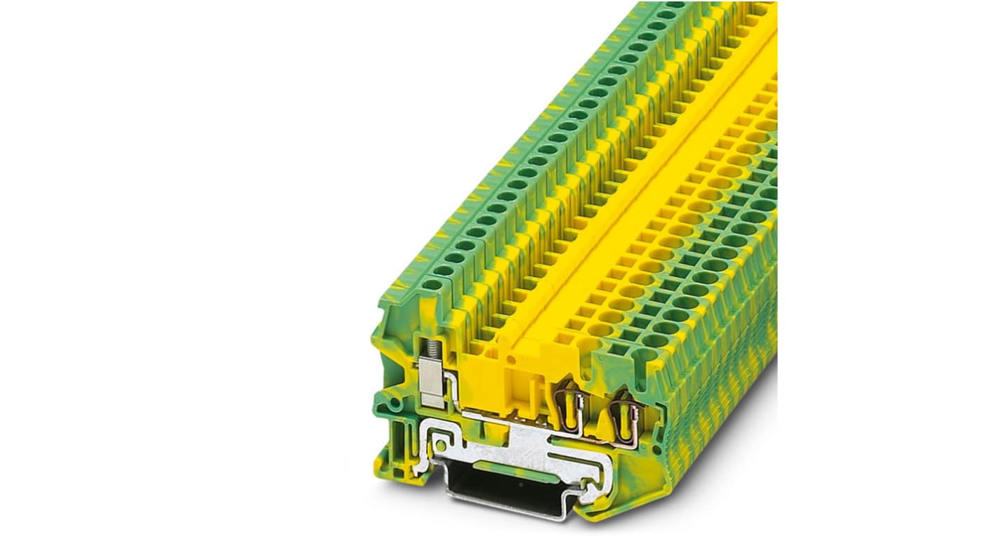 Bloque de tierra, Verde, Amarillo, Terminación Atornillado