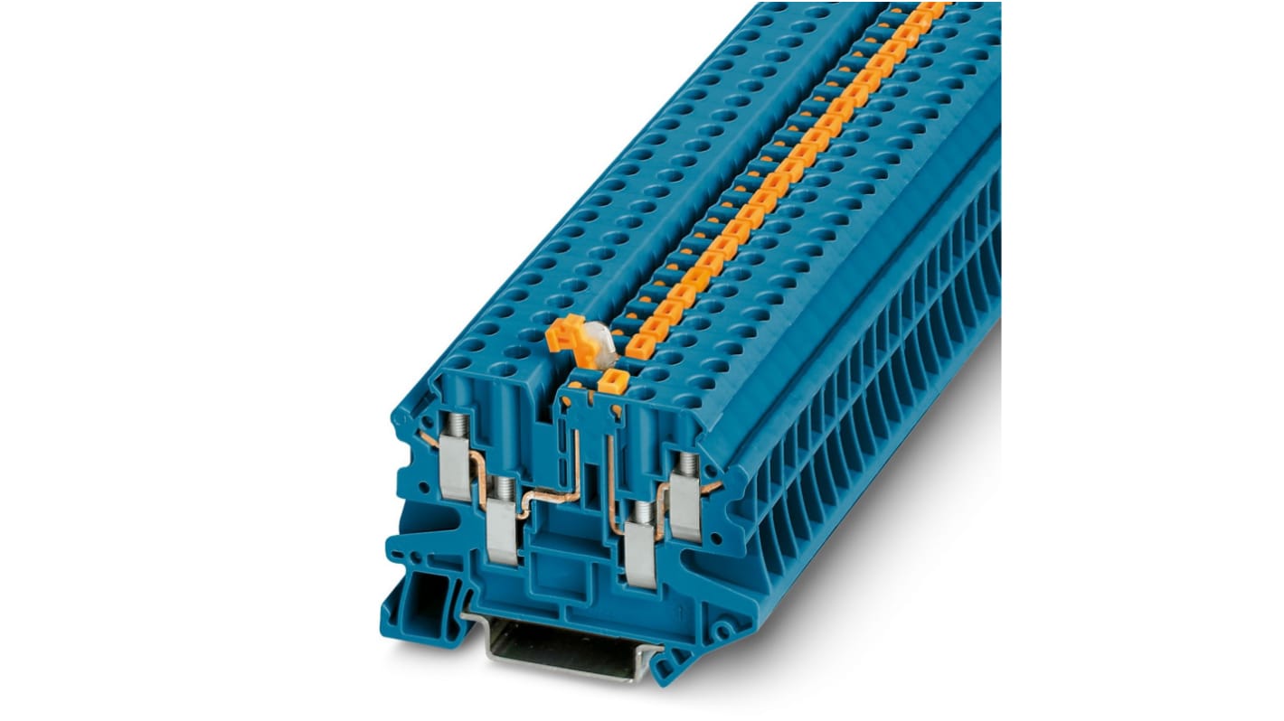 Phoenix Contact 3073050 UT 4-QUATTRO-MT BU Series Blue, 0.14 → 6mm², Single-Level, Screw Termination