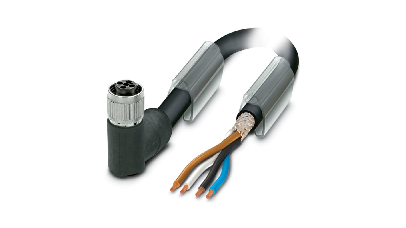 Phoenix Contact Right Angle Female 4 way M12 to Sensor Actuator Cable, 10m