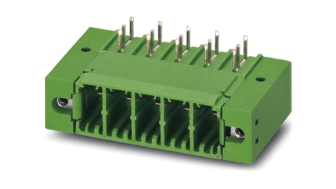 Phoenix Contact, 7.62mm Pitch, PC 5/10-GFU-7.62, 10 Way, Pluggable Terminal Block, Header, Solder Termination, 1721096