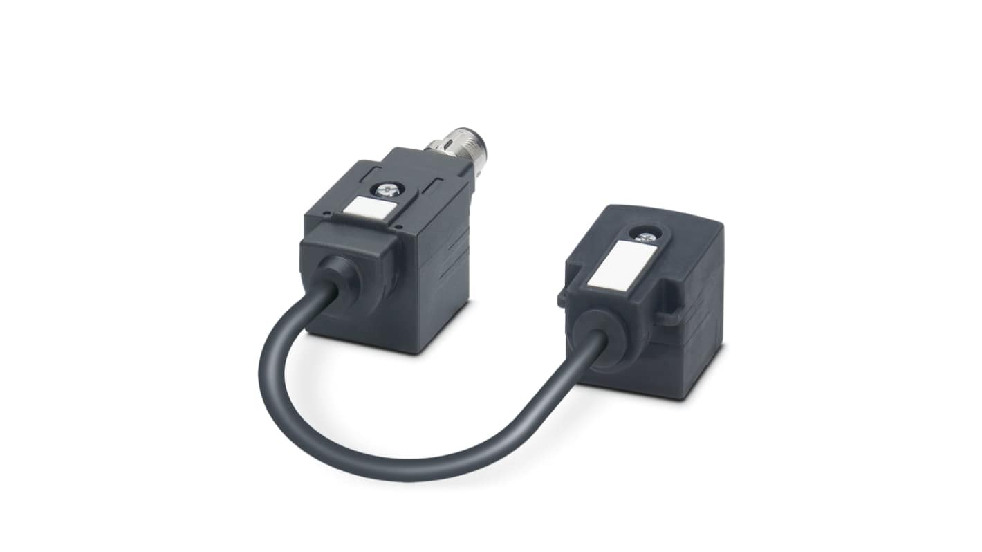 Phoenix Contact Straight Female 4 way DIN 43650 Form A x 2 to Right Angle Male M12 Sensor Actuator Cable, 150mm