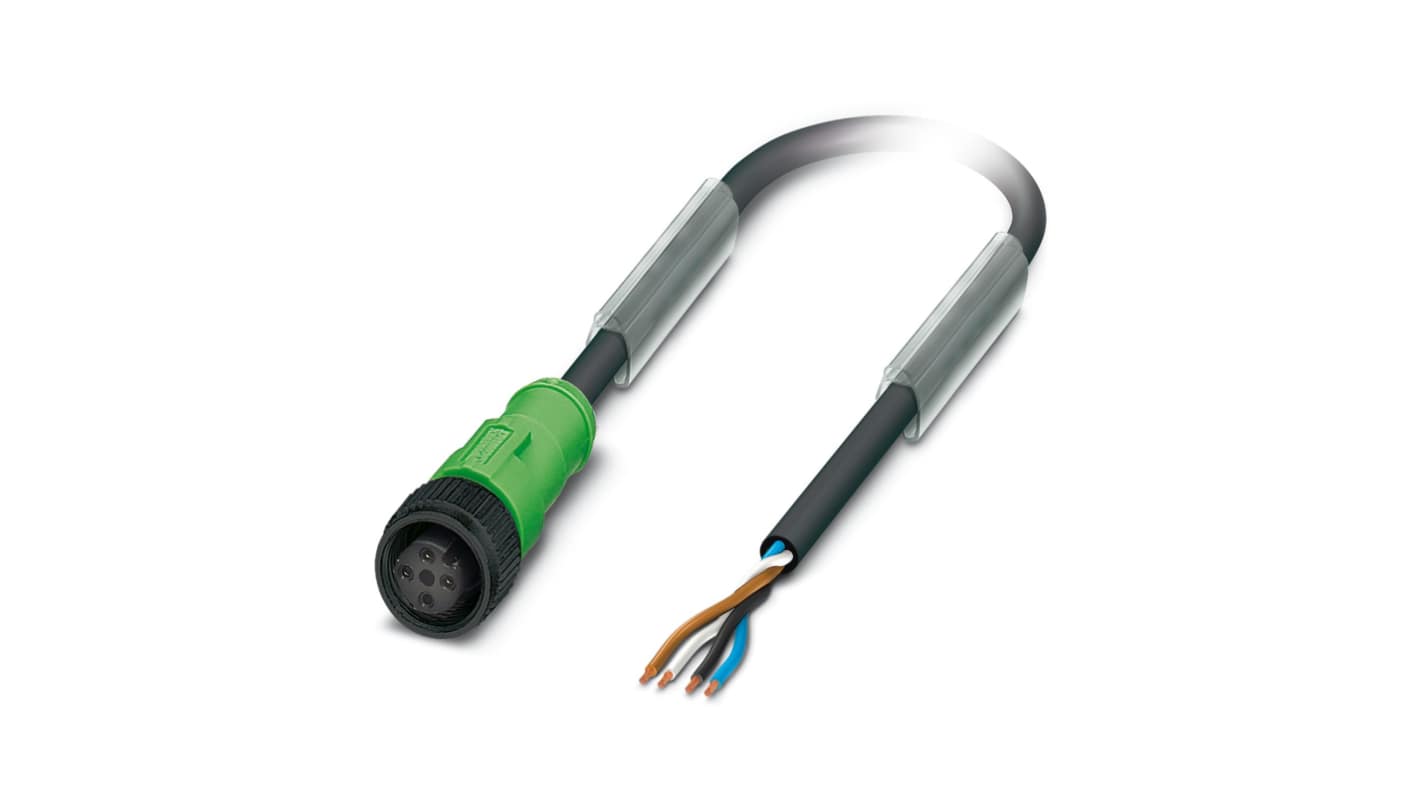 Cable de conexión Phoenix Contact, con. A M12 Hembra, 4 polos, cod.: A, long. 3m, 250 V, 4 A, IP65, IP67, IP68