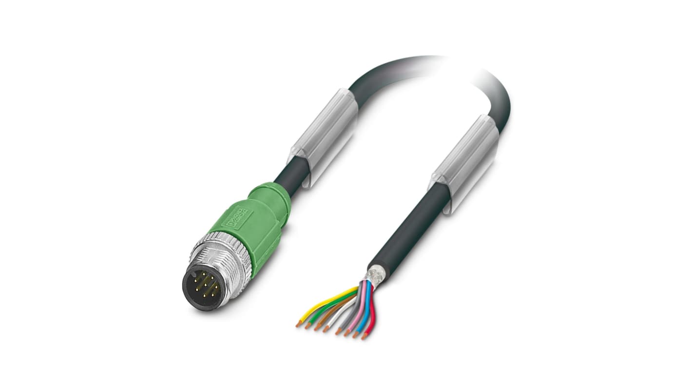 Phoenix Contact Male 8 way M12 to Sensor Actuator Cable, 1.5m