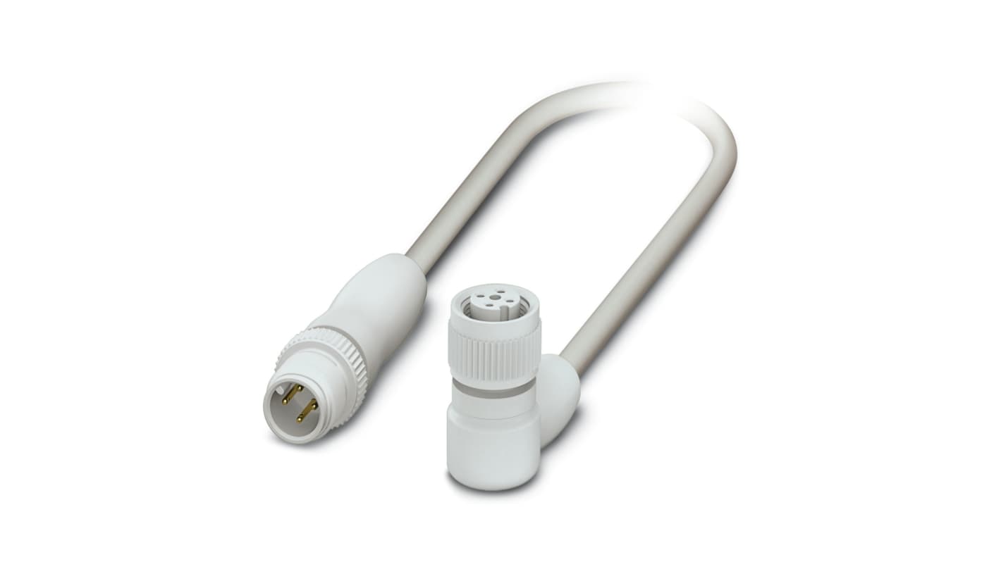 Phoenix Contact Male 4 way M12 to Female 4 way M12 Sensor Actuator Cable, 3m