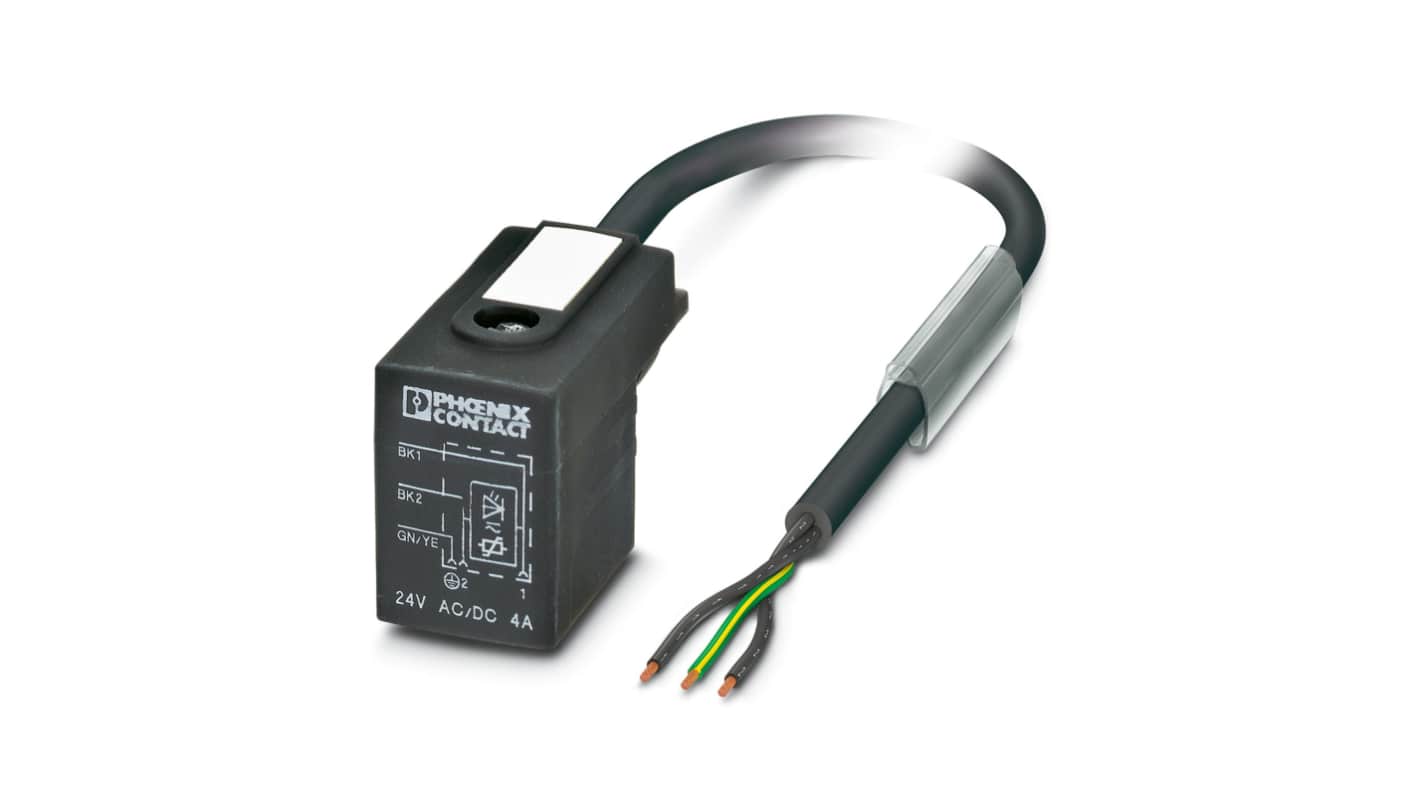 Phoenix Contact 3 way DIN 43650 Form B to Sensor Actuator Cable, 3m