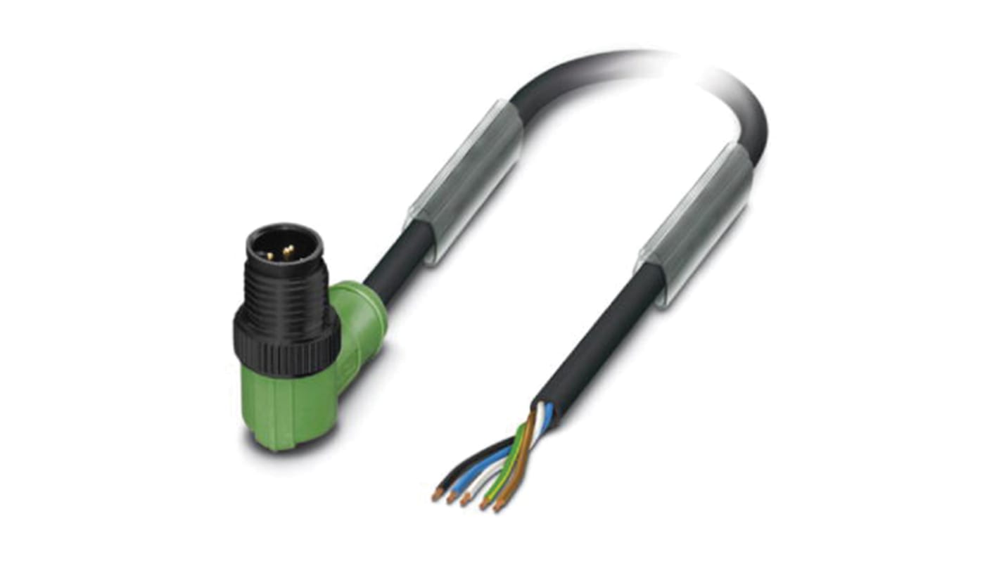 Cable de conexión Phoenix Contact, con. A M12 Macho, 5 polos, cod.: A, long. 3m, 60 V, 4 A, IP65, IP67, IP68