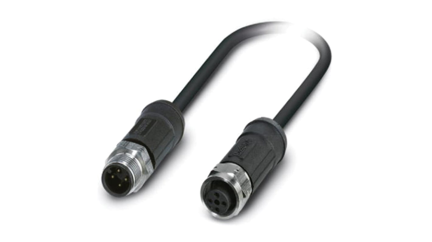 Phoenix Contact Male 4 way M12 to Female 4 way M12 Sensor Actuator Cable, 2m
