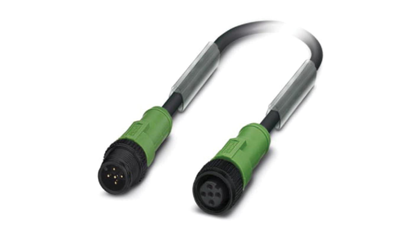 Cable de conexión Phoenix Contact, con. A M12 Macho, 5 polos, con. B M12 Hembra, 5 polos, cod.: A, long. 3m, 60 V, 4