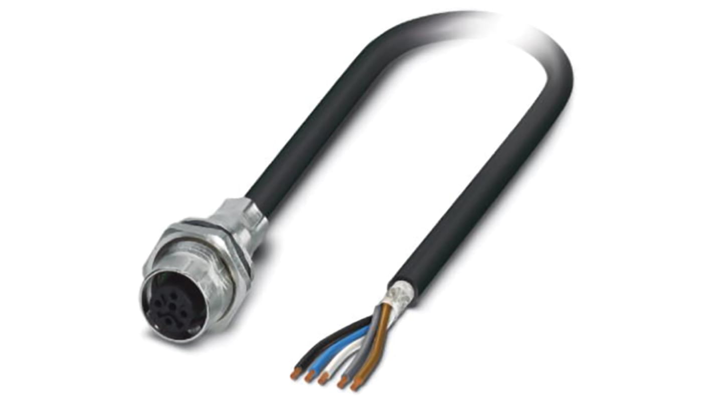 Phoenix Contact Straight Female 5 way M12 to Straight Unterminated Sensor Actuator Cable, 2m