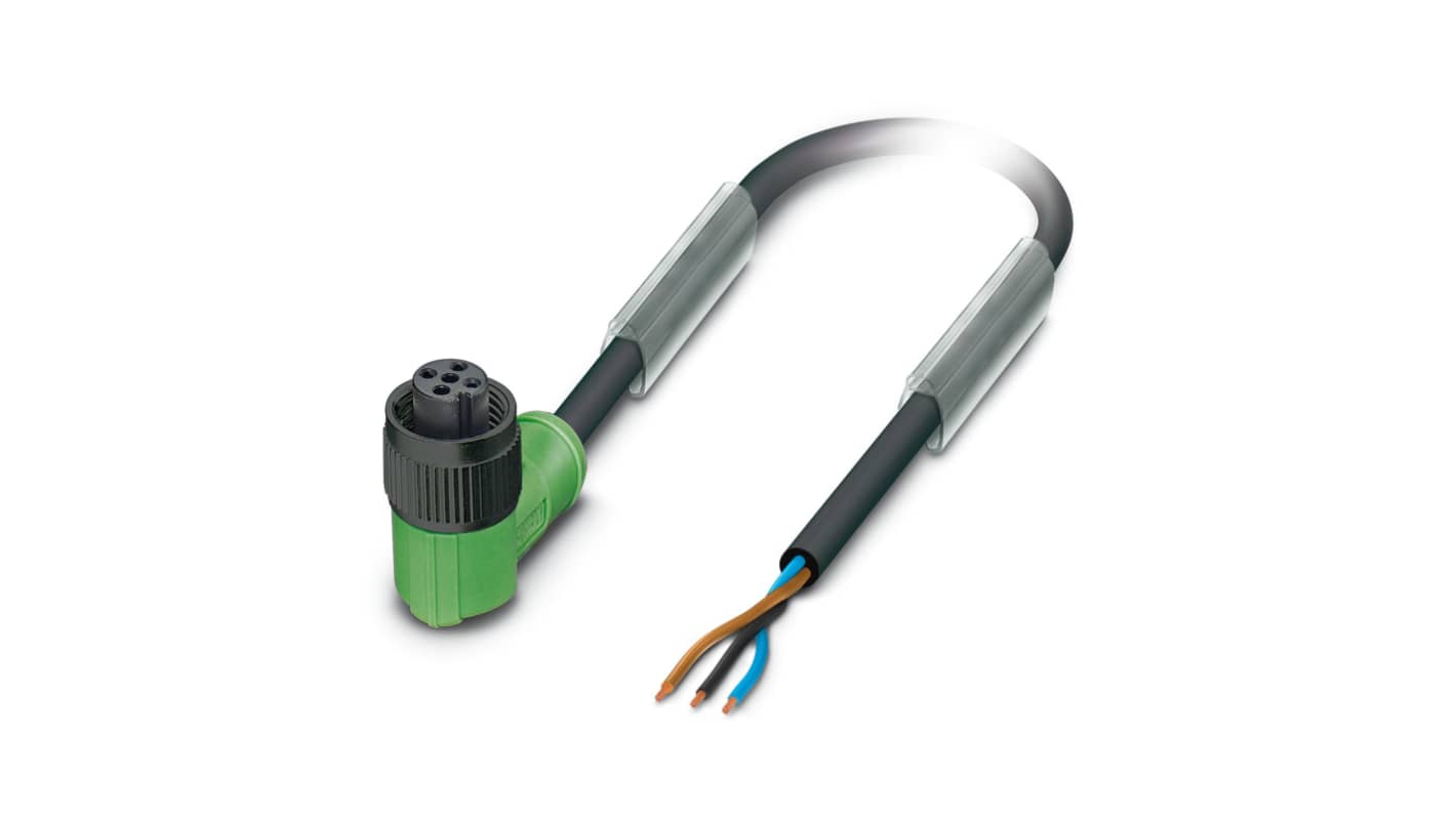 Cable de conexión Phoenix Contact, con. A M12 Hembra, 3 polos, cod.: A, long. 5m, 250 V, 4 A, IP65, IP67, IP68