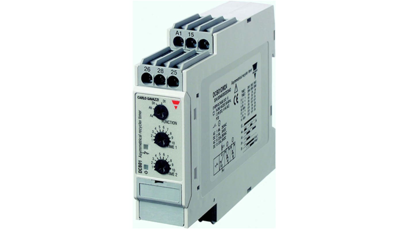 Temporizador multifunción Carlo Gavazzi, 24 V dc, 24 → 240V ac, 8A, 2 contactos, SPDT, tempo. 0.1 s → 100h