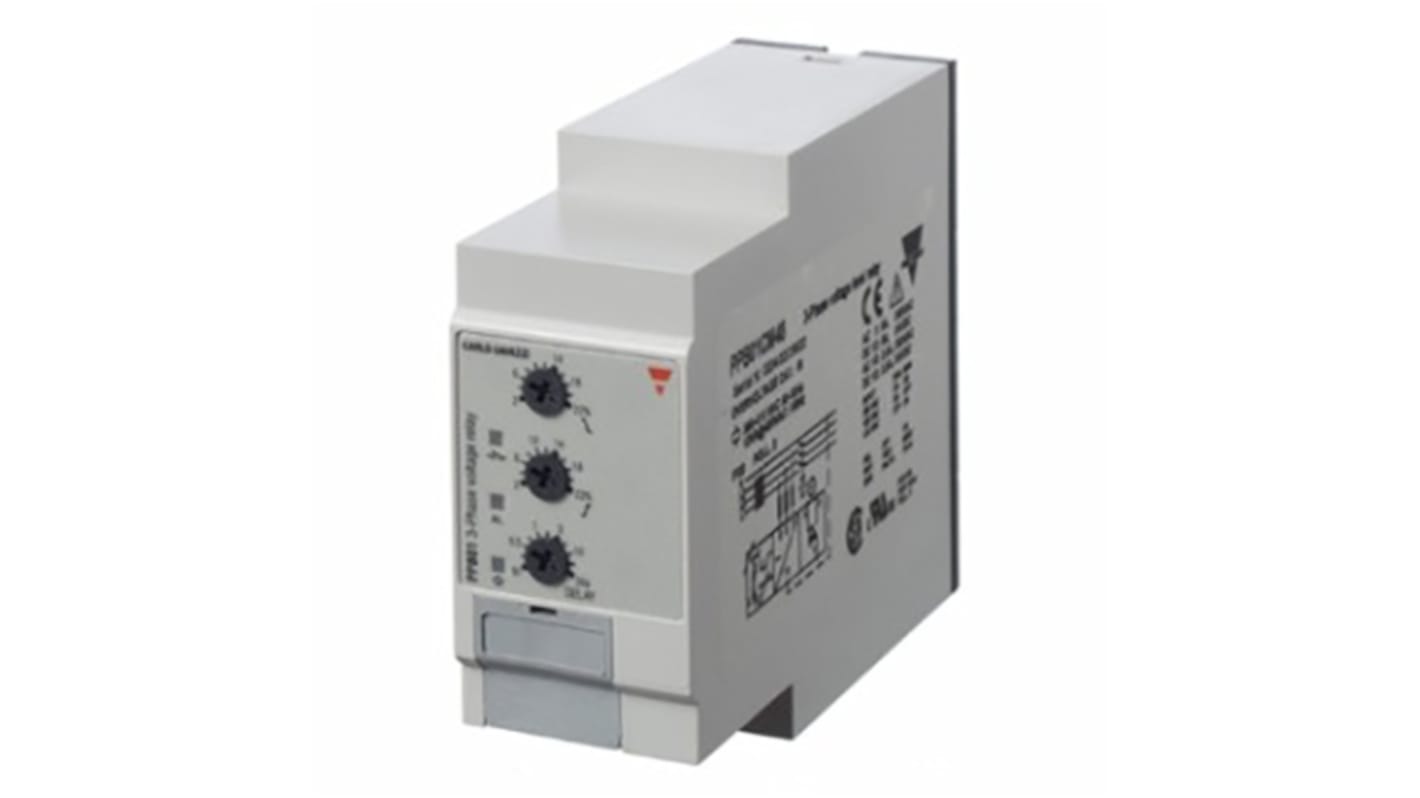 Relé de supervisión de Fase, tensión Carlo Gavazzi serie PPB01, SPDT, 3, 3+N fases, enchufable