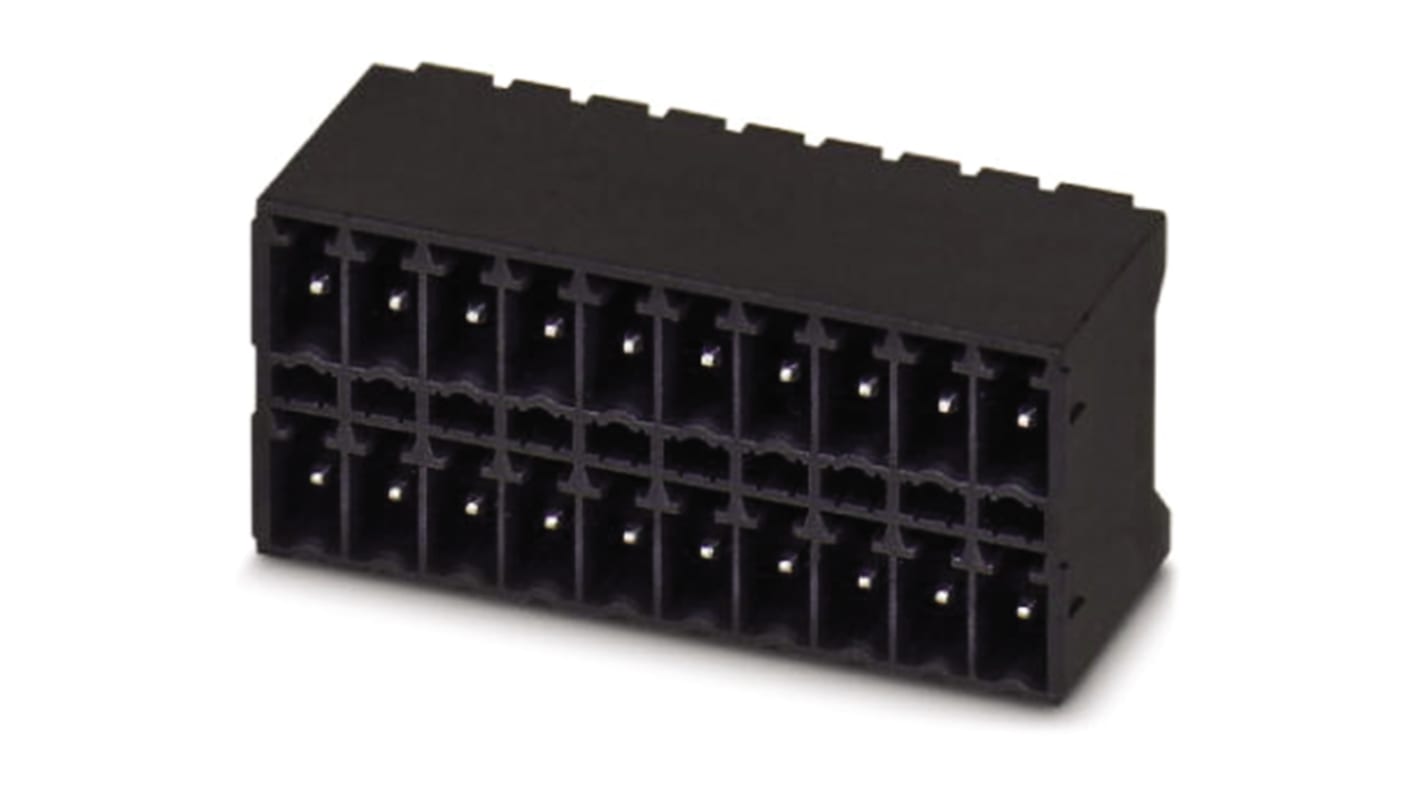 Phoenix Contact, 3.5mm Pitch, MCDN 1.5/11-G1-3.5 P26THR, 11 Way, Pluggable Terminal Block, Header, Solder Termination,
