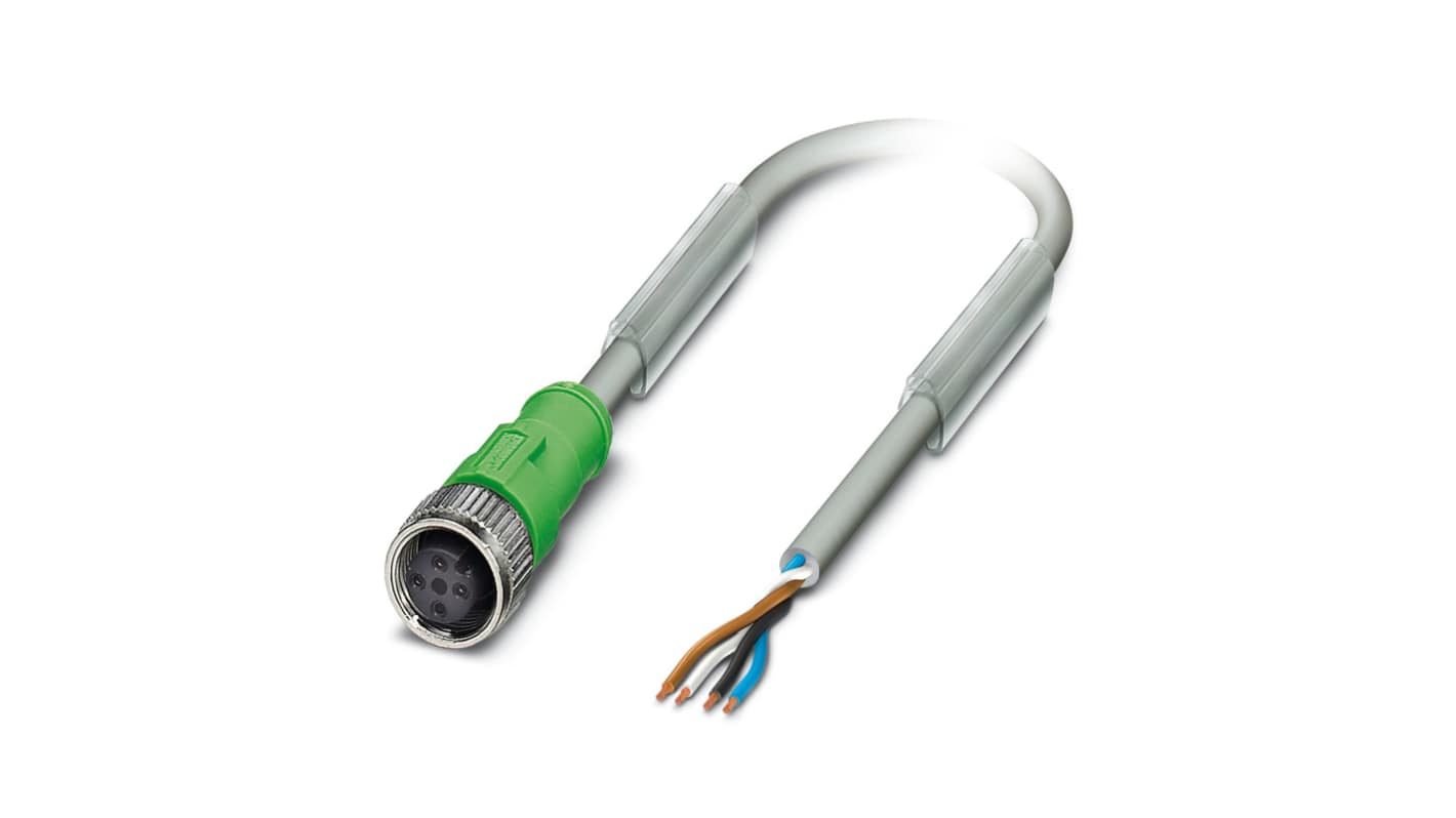 Cable de conexión Phoenix Contact, con. A M12 Hembra, 4 polos, cod.: A, long. 10m, 250 V, 4 A, IP65, IP67, IP68