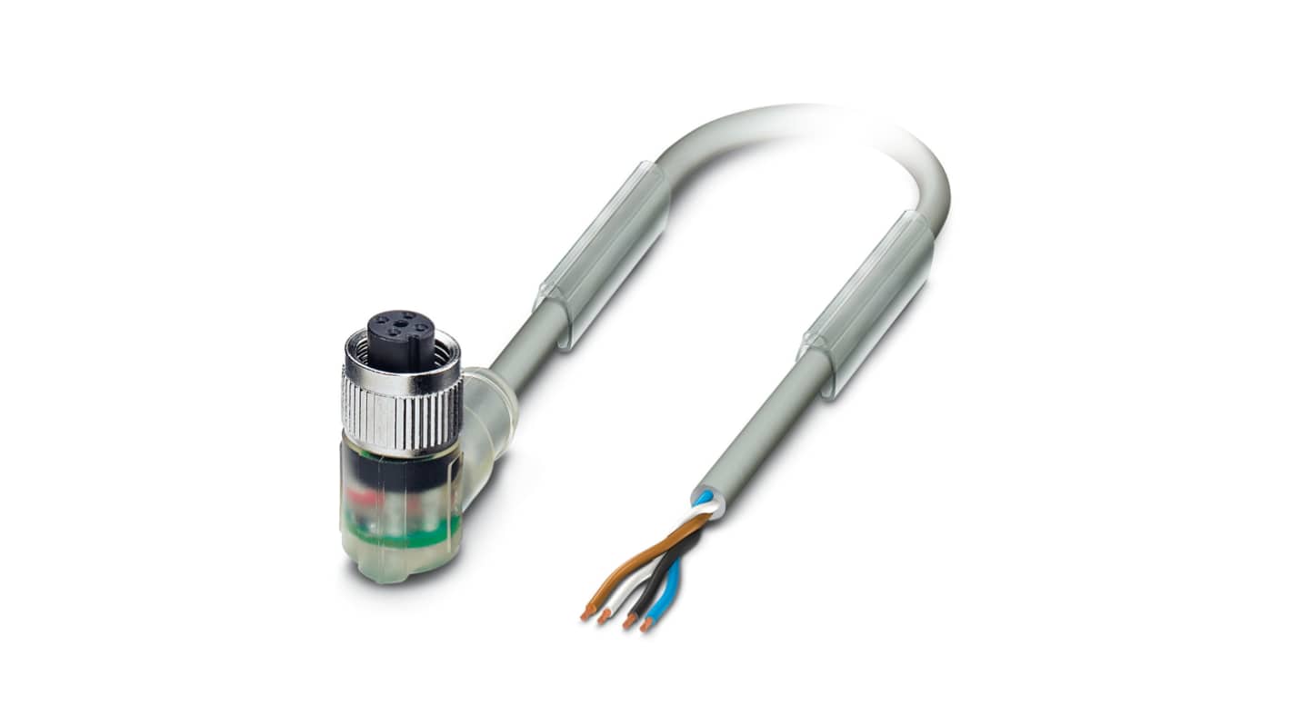 Cable de conexión Phoenix Contact, con. A M12 Hembra, 4 polos, cod.: A, long. 10m, 24 V, 4 A, IP65, IP67, IP68